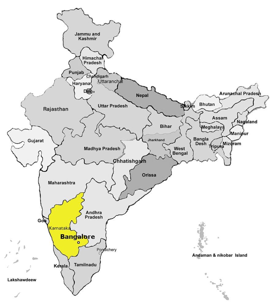 નકશો બેંગલોરમાં ભારત