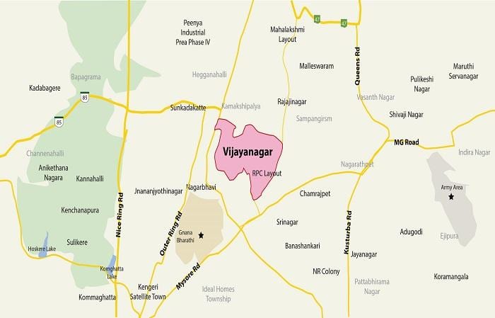નકશો વિજયનગર બેંગલોરમાં